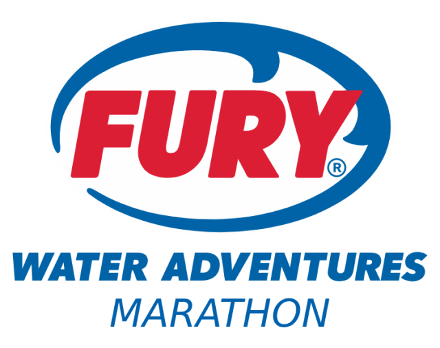 Logo with 'Fury Water Adventures Marathon' in red and blue.